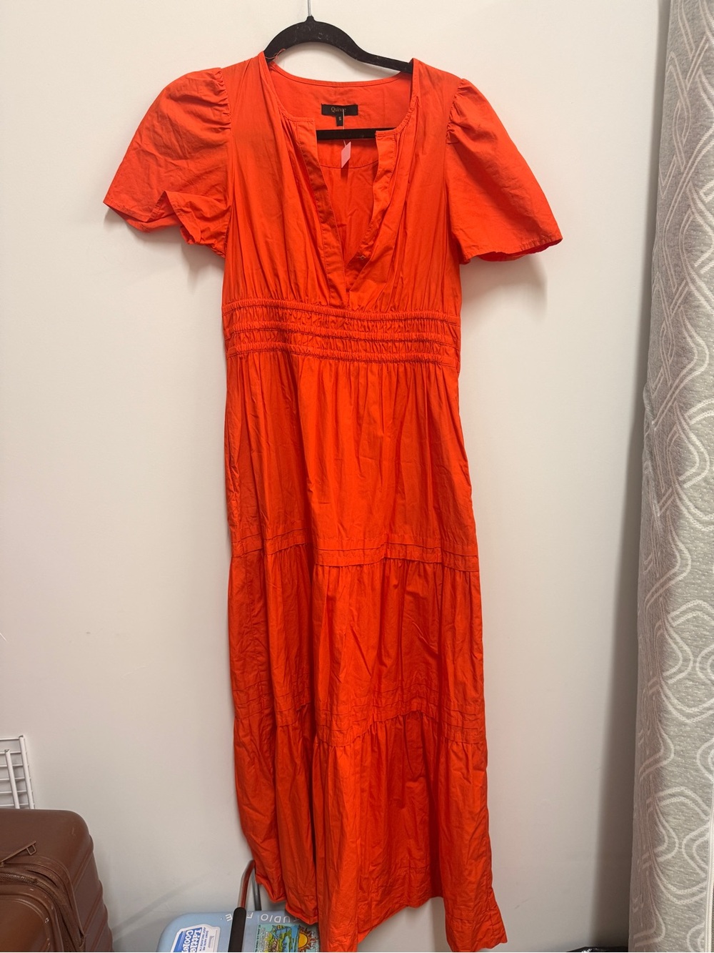 Quince Bright Orange V-Neck Maxi Dress